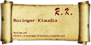 Rozinger Klaudia névjegykártya